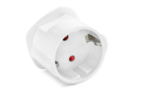 Type F power electrical socket isolated on white background