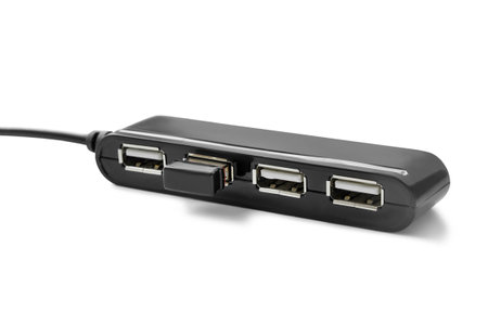 Four ports usb hub isolated on white backgroundの写真素材
