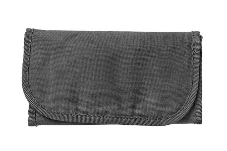Black fabric case bag isolated on white backgroundの写真素材