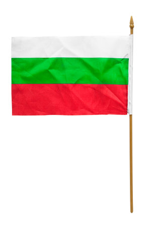 Bulgarian tricolor national flag isolated on white backgroundの写真素材