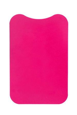 Blank pink paper price tag label isolated on white backgroundの写真素材