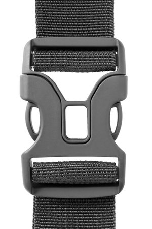 Fastex clasp buckle strap closeup isolated over whiteの写真素材