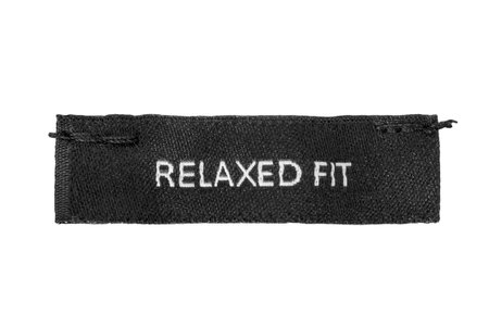 Clothes label text Relaxed Fit isolated on white backgroundの写真素材