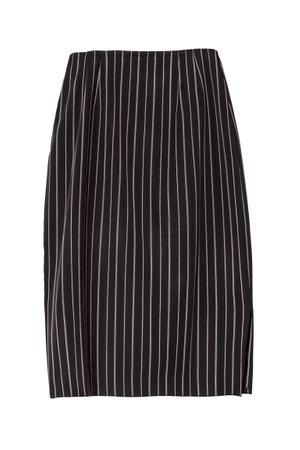 Elegant striped fitted office skirt isolated on white backgroundの写真素材