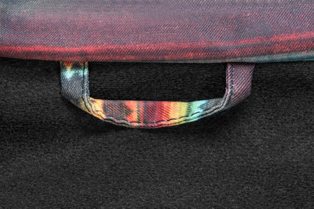 Rainbow color clothes hanging loop closeup as a backgroundの写真素材