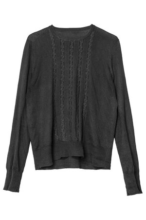 Black knit pullover isolated on white backgroundの写真素材