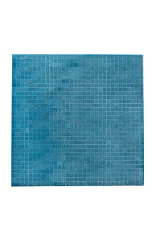 One square blue mosaic textured ceramic tile isolated on white backgroundの写真素材