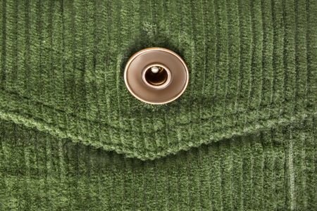 Green velvet jacket details with a button closeup as a backgroundの写真素材