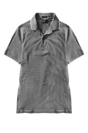 Gray cotton wrinkled shirt isolated on white backgroundの写真素材