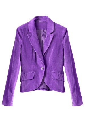 Purple color velvet casual jacket isolated on white backgroundの写真素材