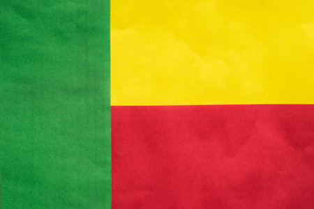 National Benin paper flag closeup as a backgroundの写真素材