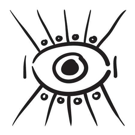 Hand drawn eyes set illustration black and white,のイラスト素材