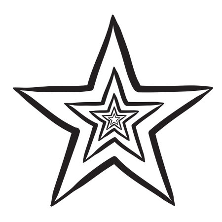 Hand drawn star set icon illustration black lines on whiteのイラスト素材