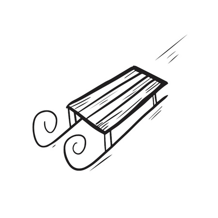 Hand drawn sled doodle symbol scribble icon symbol illustration black linesのイラスト素材