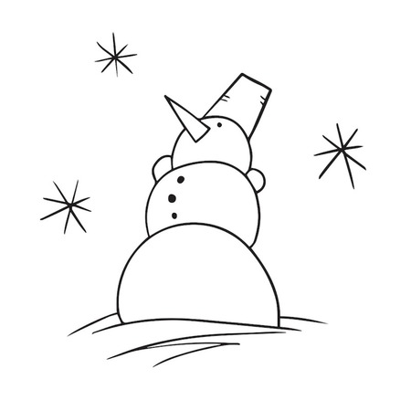 Hand drawn snowman doodle symbol scribble icon symbol illustration black linesのイラスト素材