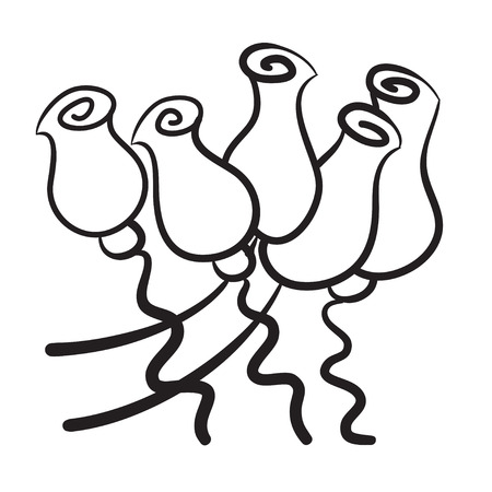 Hand drawn flowers vector icon symbol illustration black linesのイラスト素材