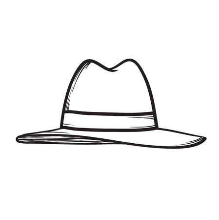 Hat vector icon hand drawn illustration black on whiteのイラスト素材