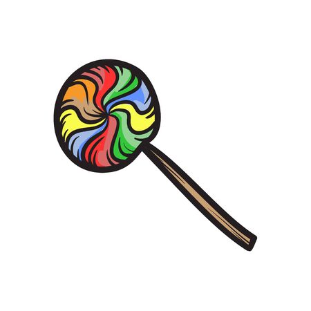 Lollipop colorful vector hand drawn illustrationのイラスト素材