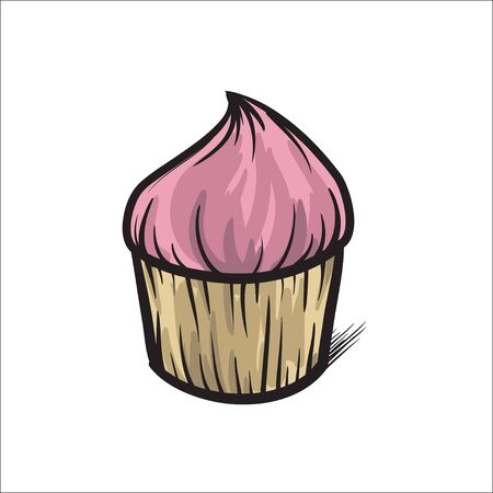 Cupcake vector hand drawn illustration colorfulのイラスト素材