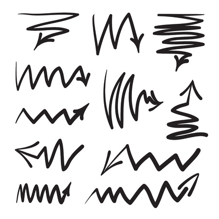 Arrows vector hand drawn set icons illustration, perfect for web, office, right, left, up and downのイラスト素材