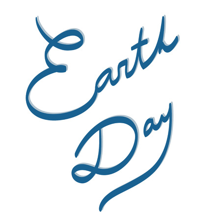 Happy Earth Day vector hand drawn illustration. Blue lines on white background.のイラスト素材