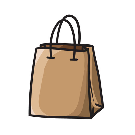 Shopping supermarket bag icon set vector line doodle symbols.のイラスト素材