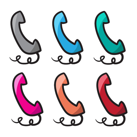 Telephone icon vector line doodle symbols.のイラスト素材