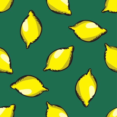 Vector lemon seamless pattern. Modern texture. Repeating endless abstract hand drawn background.のイラスト素材