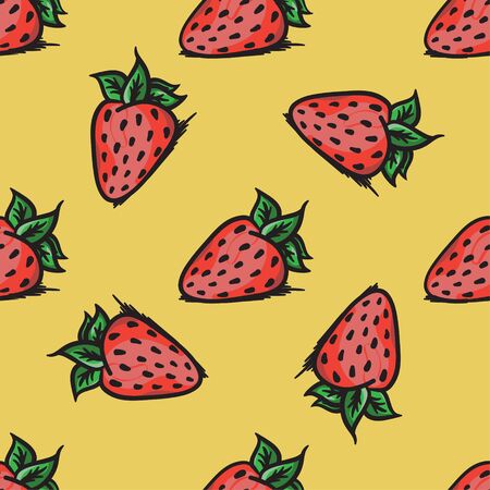 Vector strawberry seamless pattern. Modern texture. Repeating endless abstract hand drawn background.のイラスト素材