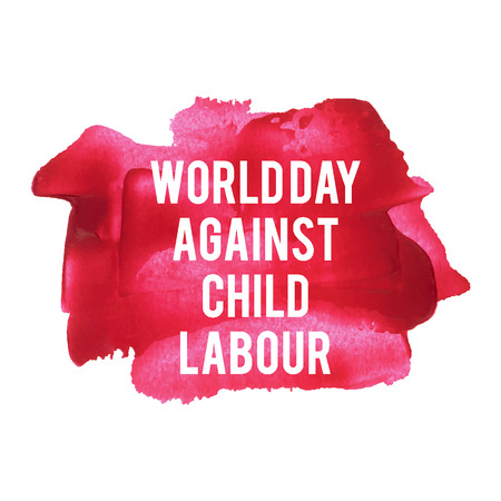 World Day Against Child Labour Holiday, celebration, card, poster, lettering, words, text written on painted background vector illustration.のイラスト素材