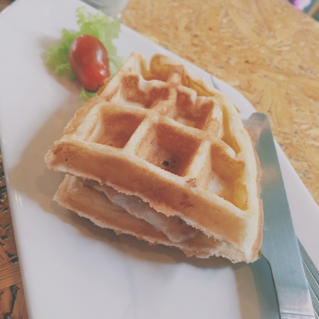 Waffle with tuna spreadの素材
