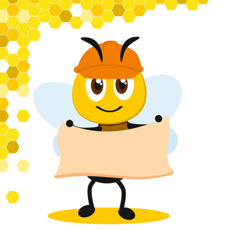 illustration of bee holding signのイラスト素材