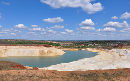 A beautiful chalky lake with blue water. Sunny clear day