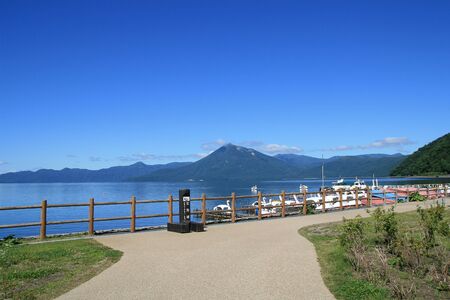 Summer clouds and Lake shikotsuのeditorial素材
