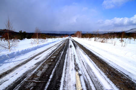 Winter landscape of Hokkaidoの写真素材