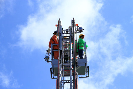 Ladder truck of emergency drills