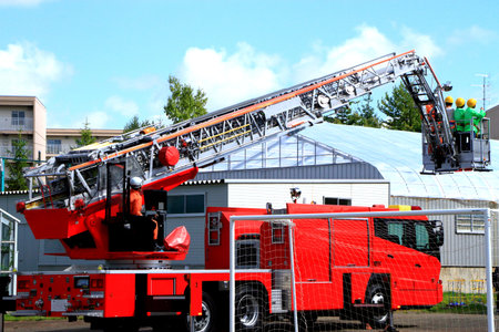 Ladder truck of emergency drills
