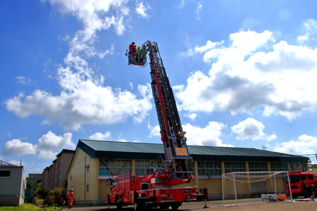 Ladder truck of emergency drillsのeditorial素材