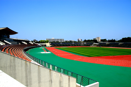 In Hokkaido Atsubetsu Park stadium.のeditorial素材