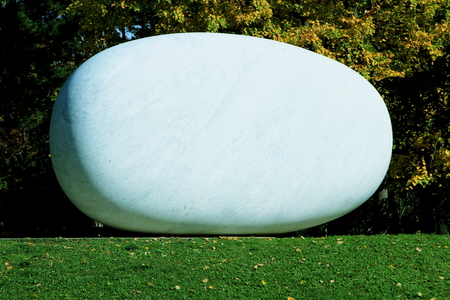 A huge stone in Sapporo City, the community center of the parkの写真素材