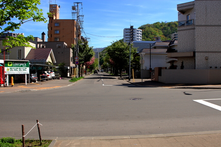 Spring landscape near Sapporo Maruyama Park on Mayのeditorial素材