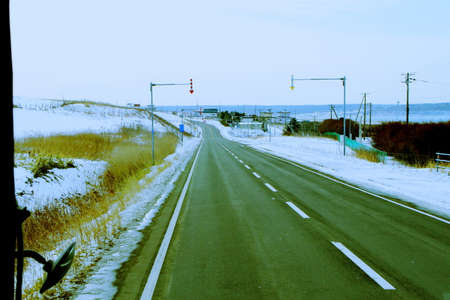 Nemuro landscape from the bus windowの写真素材