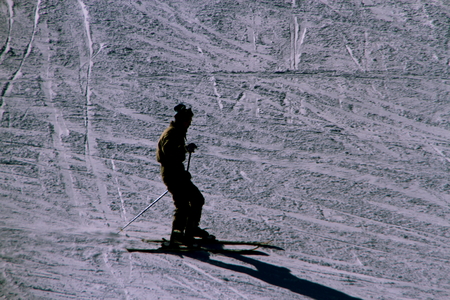 Scenery of people enjoying skiing at the ski area in Sapporoの写真素材