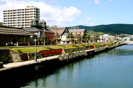Tourists from all over the world come to the landscape of Japan, in Hokkaido, Otaru, Otaru Canalのeditorial素材