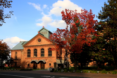 Tangle of ivy of Sapporo Beer Garden brick restaurant landscape, Sapporo, in Hokkaido, Japanのeditorial素材