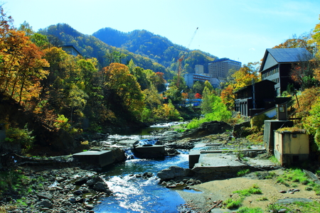 In the fall scenery of Hokkaido, Sapporo Jozankei hot springの写真素材