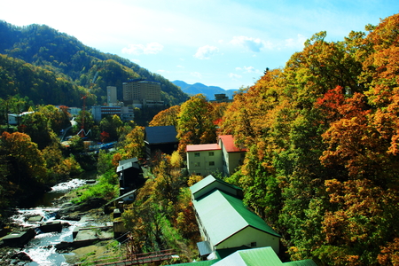In the fall scenery of Hokkaido, Sapporo Jozankei hot springの写真素材
