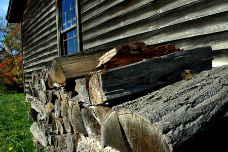 Scenery of firewood hutの写真素材