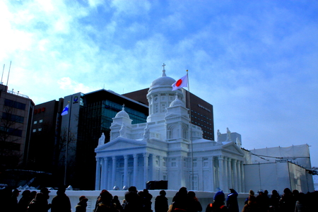 February 2019, Japan, in Hokkaido, the 70th Sapporo Snow Festival venue landscape.のeditorial素材