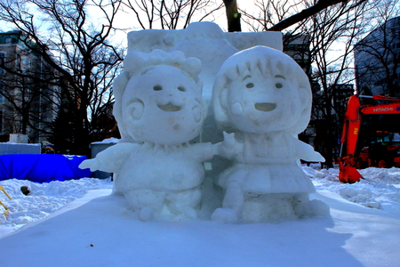 February 2019, Japan, in Hokkaido, the 70th Sapporo Snow Festival venue landscape.のeditorial素材